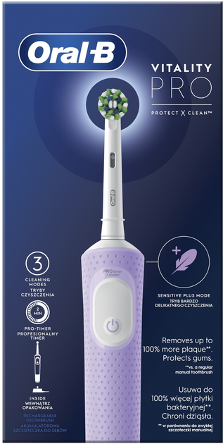 Szczoteczka elektryczna do zębów Oral-B Braun D103 Vitality PRO Lilac Mist (4210201427025) - obraz 3