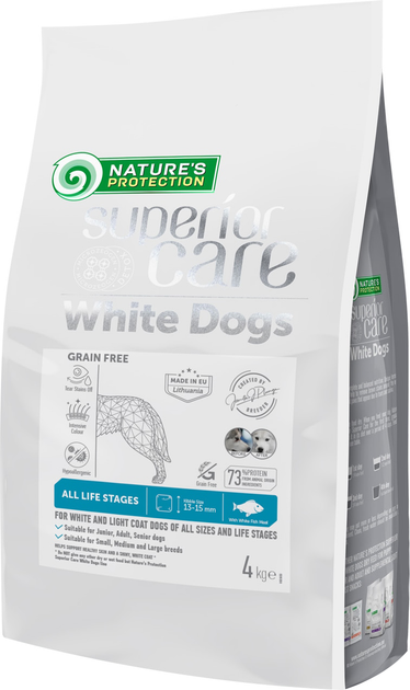 Сухой беззерновой корм Nature's Protection с белой рыбой для собак всех ...