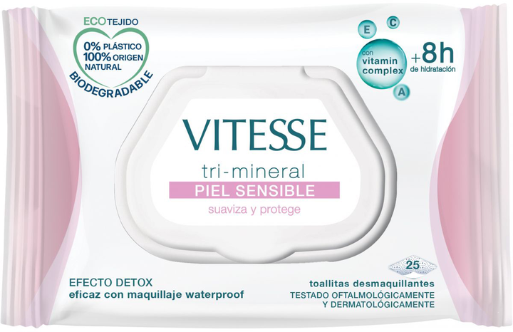 Вологі серветки для зняття макіяжу Toallitas Des Vitesse Sensitive 25 шт (8008970054346) - зображення 1