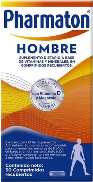 Witaminy Pharmaton Man Vitamins And Minerals 30 Tablets (8470001948199) - obraz 1