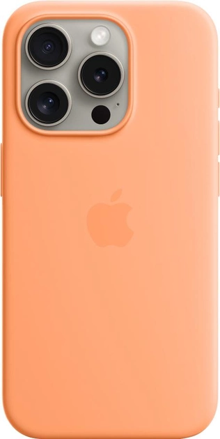 Акция на Панель Apple MagSafe Silicone Case для Apple iPhone 15 Pro Orange Sorbet (MT1H3ZM/A) от Rozetka