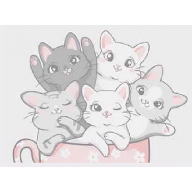 Комплект 3шт белья хлопок для девочек маечка тонкая бретель трусики Baykar детское белье р 2 110-116 см 3-4 года Розовый Молочный Серый меланж арт 4682-5682 Смешные котята - изображение 4