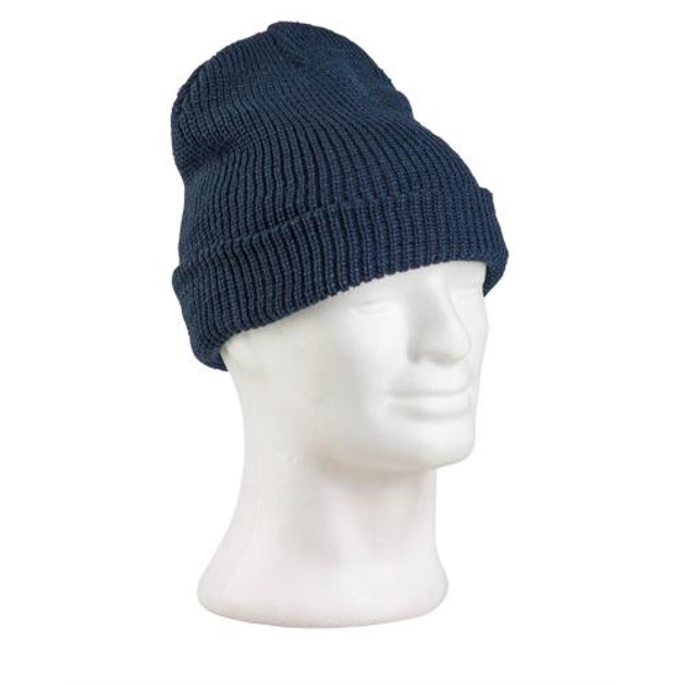 Шапка акрилова грубої в'язки Beanie Cap Sturm Mil-Tec Dark Navy (Темно-синій) - зображення 1