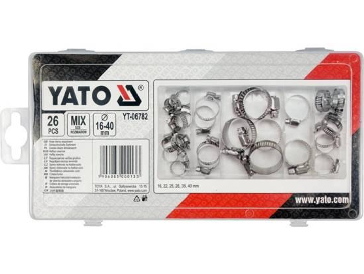 Металические винтовые зажимы для труб и шлангов YATO YT-06782: Ø= 16 ...