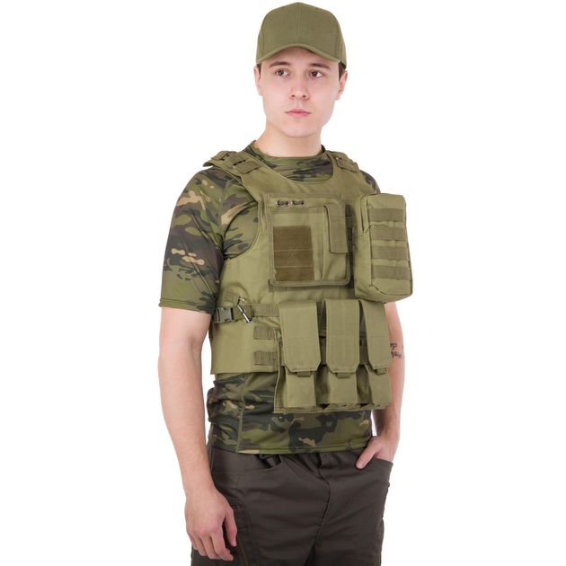 Разгрузочный жилет универсальный на 4 кармана Military Rangers ZK-5516 Цвет: Оливковый - изображение 1