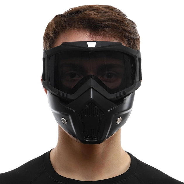 Тактическая защитная маска-трансформер SP-Sport M-8583 черный серые линзы - изображение 2