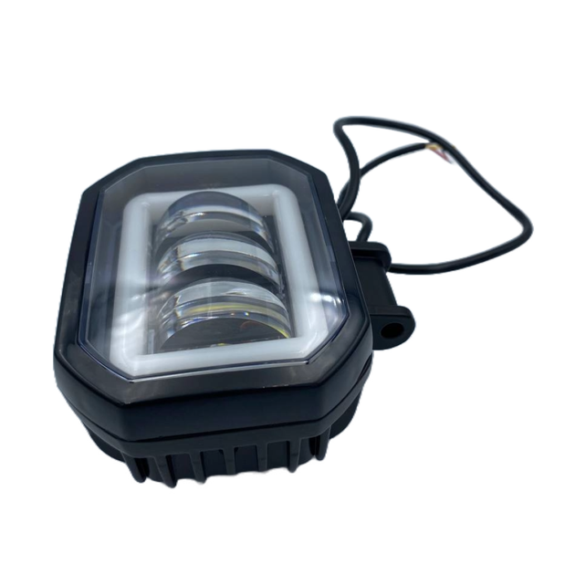 Светодиодная LED лед фара 3 линзы квадрат 60W с габаритом - изображение 2