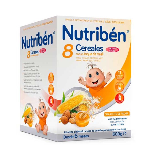 Дитяча мультизлакова каша Nutriben Nutribn 8 Cereals, Honey and Nuts 600 г (8430094056447) - зображення 1