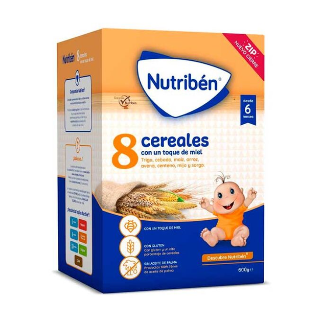 Дитяча мультизлакова каша Nutriben Nutribn 8 Honey Cereals 600 г (8430094056324) - зображення 1