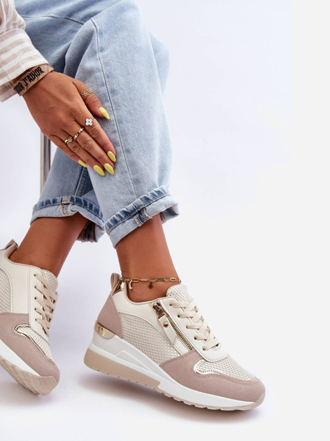 Sneakersy damskie na koturnie Sivan 38 Beżowy/Biały (5905677659412) - obraz 5