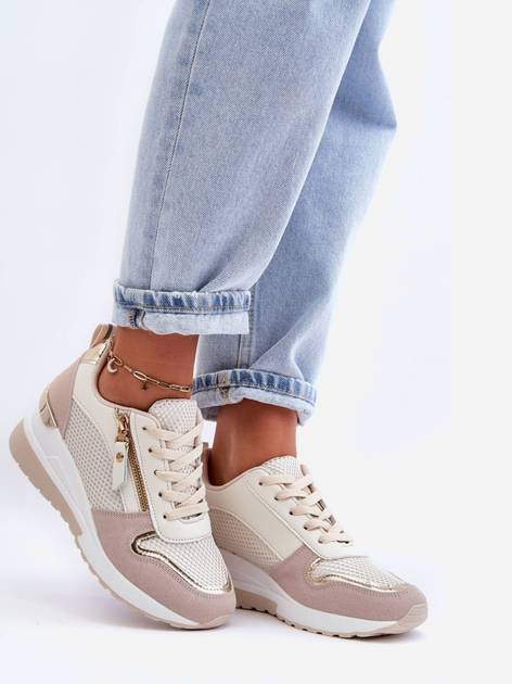 Sneakersy damskie na koturnie Sivan 39 Beżowy/Biały (5905677659429) - obraz 4