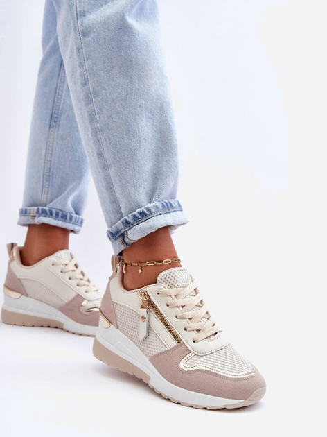 Sneakersy damskie na koturnie Sivan 39 Beżowy/Biały (5905677659429) - obraz 7
