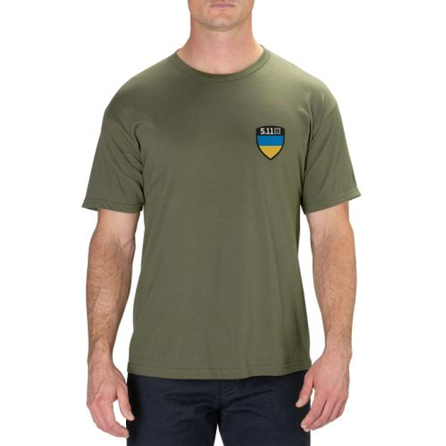 Футболка з малюнком 5.11 Tactical Shield Ukraine Лімітована Серія Military Green XL - зображення 1