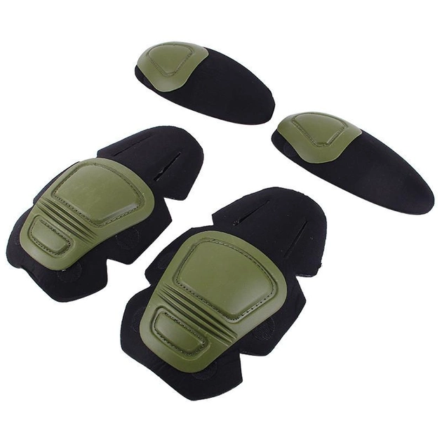 Комплект защиты тактические наколенники и налокотники вставные зеленые олива - изображение 1