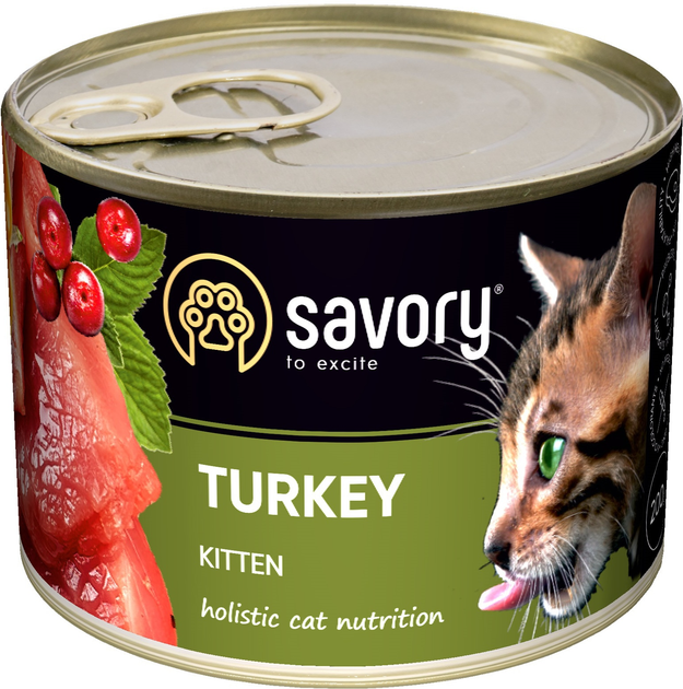 Упаковка влажного корма для котят Savory Cat Can Kitten индейка 200 г х ...