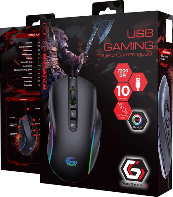 Mysz Gembird MUSG-RAGNAR-RX500 USB Black - obraz 4