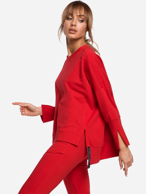 Bluza damska bez kaptura oversize Made Of Emotion M491 S/M Czerwona (5903068474941) - obraz 5
