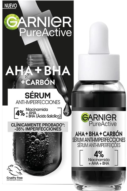 Serum do twarzy Garnier Pure Active AHA BHA Carbón Sérum Anti-Imperfecciones 30 ml (3600542497923) - obraz 1