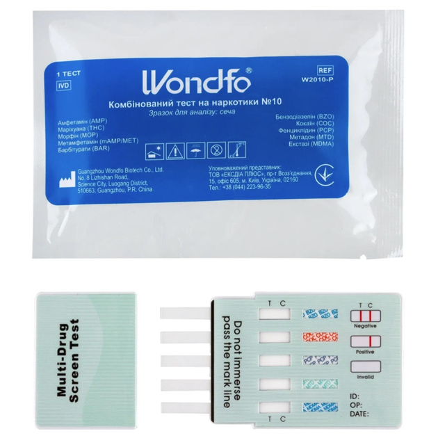 Комбінований тест на 12 видів наркотиків WONDFO W2012-P, 1 шт - зображення 1
