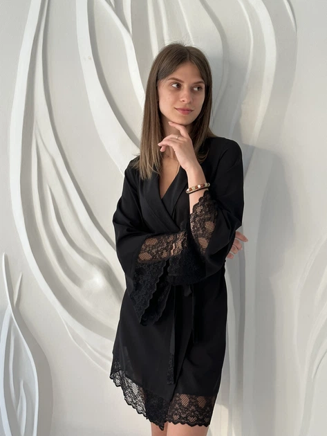 Халат жіночий легкий Felisiya Lingerie Чорний 77-170 M (2000009123012) - зображення 3