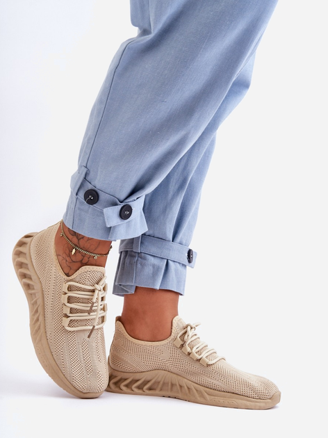 Buty sportowe damskie z siatki na platformie do kostki wsuwane Venett 36 Beżowe (5905677459500) - obraz 6