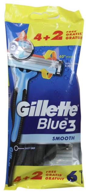 Одноразові станки для гоління Gillette Blue 3 Disposable Razor 6 шт (7702018482610) - зображення 1