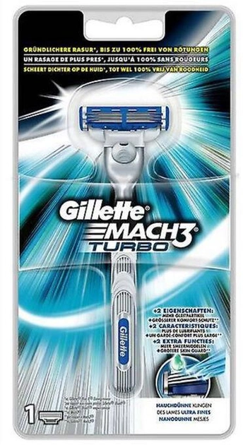 Golarka ręczna z wymiennym wkładem Gillette Mach3 Turbo Razor 1 Unit (3014260305154) - obraz 1