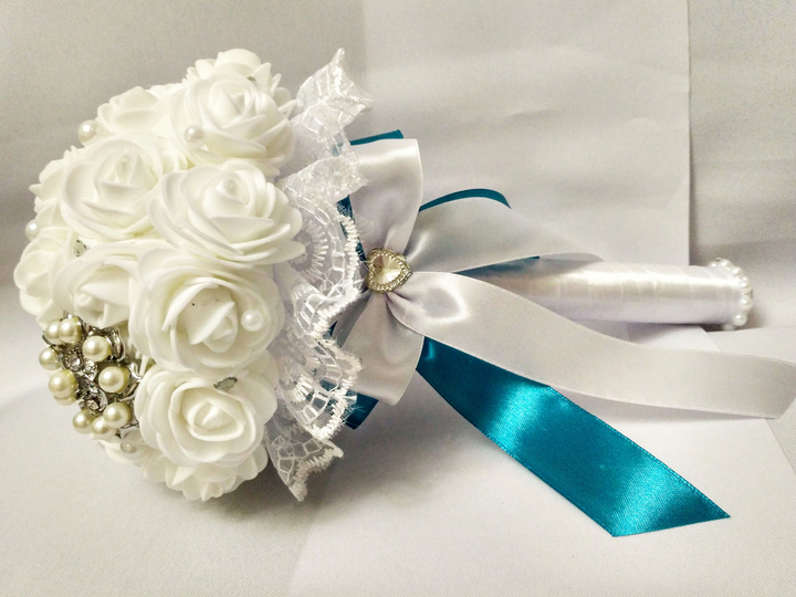 Идеи для свадебного букета невесты в бирюзовом цвете