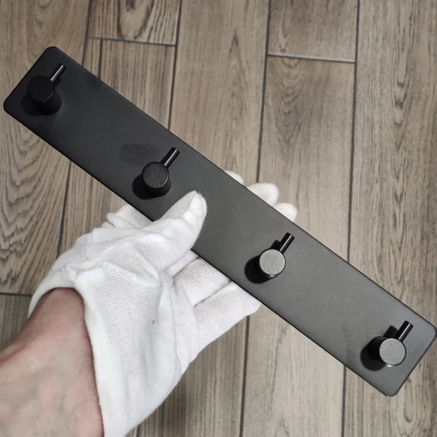 Надійна вішалка на 4 гачки з нержавіючої сталі HHL 4514-4H (26cm 3M) Чорна - Фото 6 Надійна вішалка на 4 гачки з нержавіючої сталі HHL 4514-4H (26cm 3M) Чорна - зображення 6