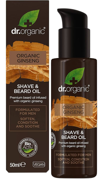 Олія для гоління Dr. Organic Ginseng Shave & Beard Oil 50 мл (5060391846460) - зображення 1
