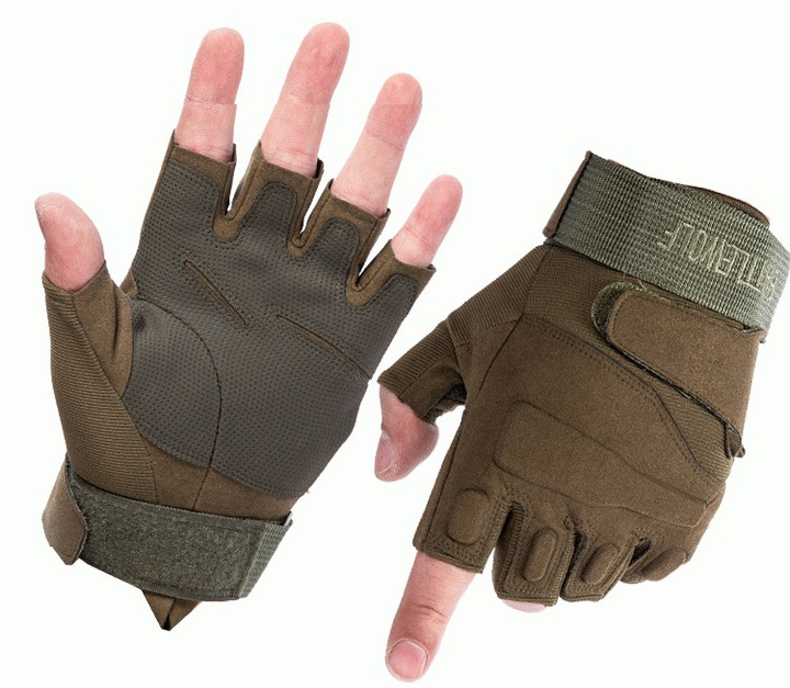 Тактические перчатки короткопалые Zechao XL Зеленые - изображение 1