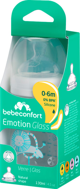 Пляшечка для годування Bebe Confort Emo T0 FF скляна 130 мл (3102201940) - зображення 3