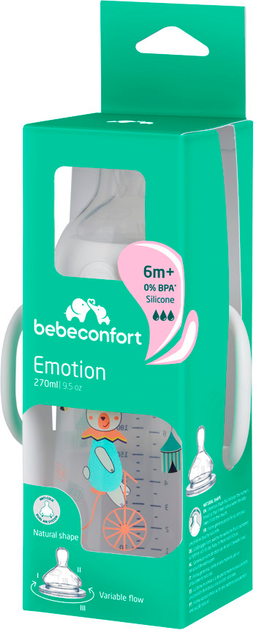 Бутылочка для кормления Bebe Confort Emo PP T2 FF W/H с ручками и силиконовой соской 270 мл Белая (3102201990) - изображение 3
