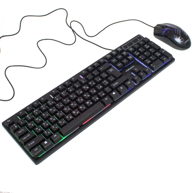 Комплект геймерский 4в1 "Киберпанк" игровая клавиатура и мышь Jedel CYBERPUNK 2077 9CP с RGB подсветкой + наушники, коврик для мыши - изображение 4