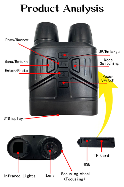 Цифровой бинокль ночного видения DotEye 4000NV Nightvision с 5Х приближением до 200 метров, съёмка фото/видео + Монокуляр 16x52 - изображение 8