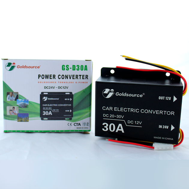 Знижуючий перетворювач напруги Goldsource-30A 24v-12v автомобільний інвертор перетворює електрику DC/DC з 24В на 12В Чорний - зображення 4