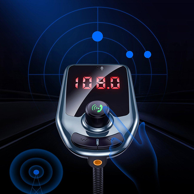 Фм-трансмиттер автомобильный AutoParts LED5 2 x USB с зарядкой 2.1А, microSD, AUX, Bluetooth, mp3 модулятор в машину с шумоподавлением - изображение 2