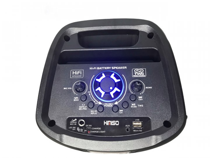 Портативна Bluetooth колонка з динамічним LED підсвічуванням KIMISO QS 83 з дротовим мікрофоном, сабвуфером, режимом TWS - Фото 6 Портативна Bluetooth колонка з динамічним LED підсвічуванням KIMISO QS 83 з дротовим мікрофоном, сабвуфером, режимом TWS - зображення 6
