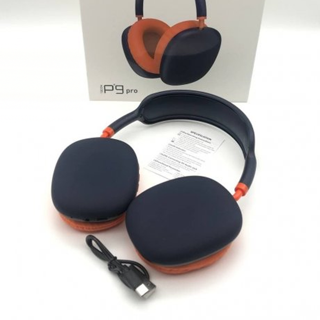 Повнорозмірні бездротові навушники Sound One P9-PRO Bluetooth гарнітура з MP3 плеєром, FM радіо, AUX, вбудований мікрофон, microSD Blue-Orange - Фото 8 Повнорозмірні бездротові навушники Sound One P9-PRO Bluetooth гарнітура з MP3 плеєром, FM радіо, AUX, вбудований мікрофон, microSD Blue-Orange - зображення 8