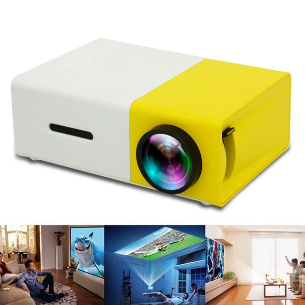 Мини проектор LED Projector UNIC YG-300SM портативный мультимедийный домашний кинотеатр, аккумуляторный White/Yellow+Штатив 3120А - Фото 5 Мини проектор LED Projector UNIC YG-300SM портативный мультимедийный домашний кинотеатр, аккумуляторный White/Yellow+Штатив 3120А - изображение 5