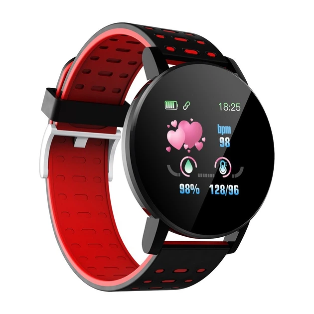 Смарт часы Smart Watch 119 Plus-фитнес браслет с тонометром, пульсометром и шагомером-умные часы наручные-фитнес трекер Черно-Красный - изображение 2
