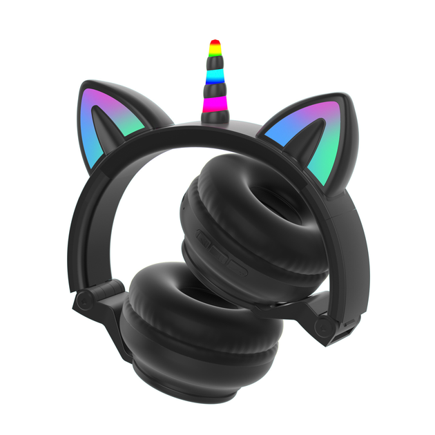 Наушники кошачьи ушки - единорог CATEAR 27STN Bluetooth с RGB подсветкой и MP3 плеером, microSD, FM-Радио Black - Фото 3 Наушники кошачьи ушки - единорог CATEAR 27STN Bluetooth с RGB подсветкой и MP3 плеером, microSD, FM-Радио Black - изображение 3