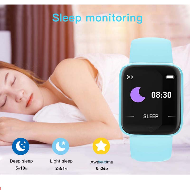 Смарт часы Smart watch SWY68S умный браслет с функциями фитнес трекера, влагозащитой, пульсометром и шагомером Голубой - изображение 5