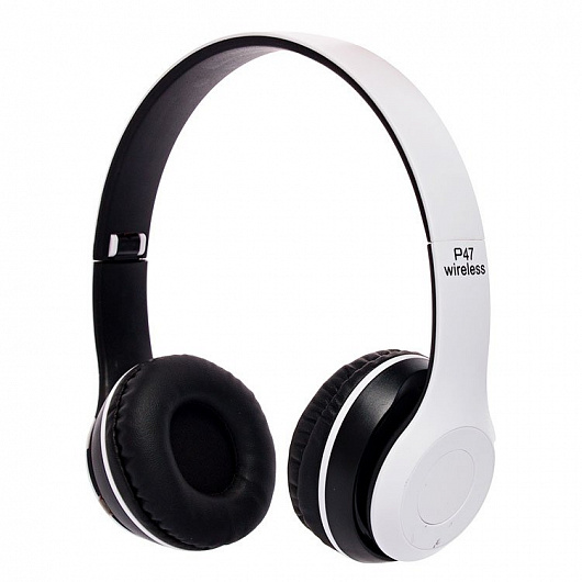 Бездротові навушники Bluetooth Wireless Headset MDR P47 Black Гарнітура для ПК, телефону з мікрофоном - microSD, FM White - зображення 4