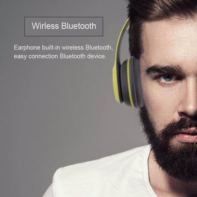 Беспроводные наушники Bluetooth Wireless Headset MDR P47 Black Гарнитура для ПК, телефона с микрофоном -microSD, FM Green - изображение 9