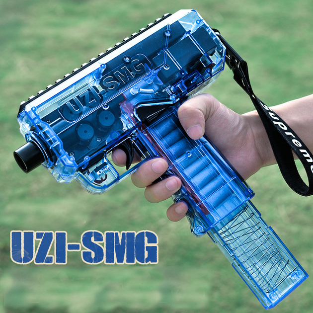 Электрический игрушечный пистолет с мягкими пулями A-Toys Uzi MSG Скорострельный бластер с обоймой и прицелом - изображение 9
