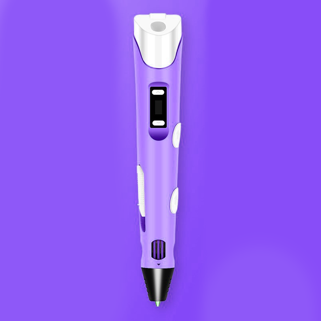 3D ручка c LCD дисплеем 3DPen Hot Draw 3 Violet+Досточка+Ножницы+Комплект эко пластика для рисования 209 метров - изображение 14
