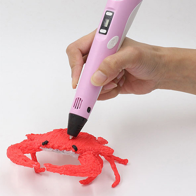 3D ручка з LCD дисплеєм 3DPen Hot Draw 3 Pink+Дощечка+Ножиці+Комплект еко пластику для малювання 49 метрів - зображення 6