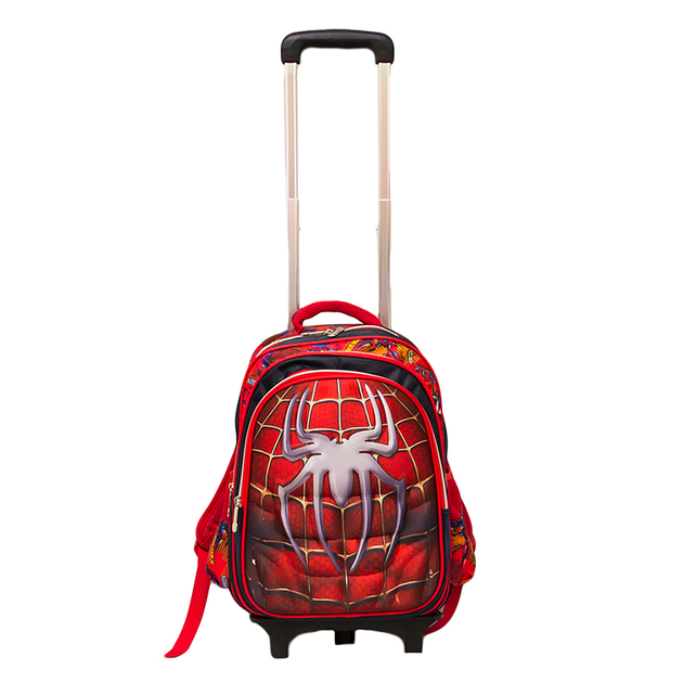 Дитячий шкільний рюкзак-валіза Travel Kids Spiderman з 3D принтом і знімною платформою на коліщатках з висувною ручкою - зображення 4