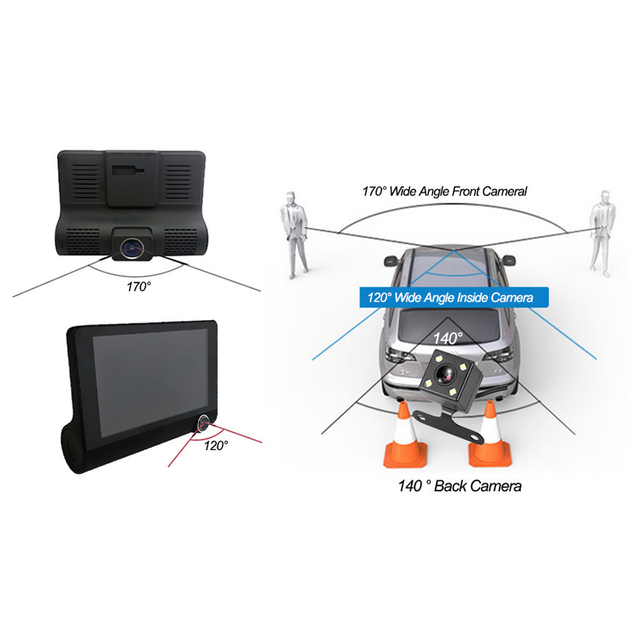 Автомобільний відеореєстратор на 3 камери DVR 202XH 1080p FullHD екран 4.3 дюйми з функцією паркувального монітора - зображення 11
